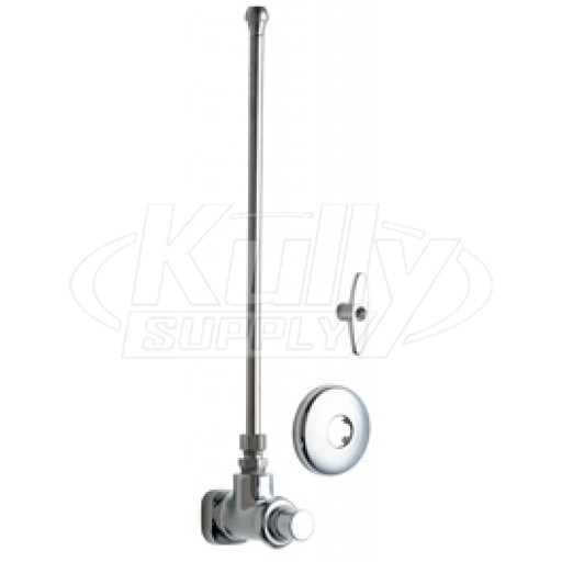Chicago 1017-MMABCP Angle Stop Fitting with Supply Tube and Loose Key