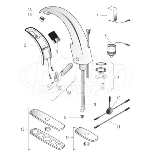 Sloan Optima i.q. EAF-100 Faucet Parts Breakdown