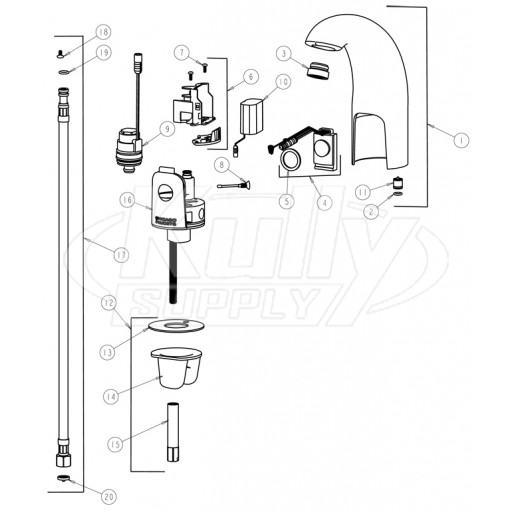 Chicago 116.102.21.1 Hytronic Contemporary Sensor Faucet Parts Breakdown