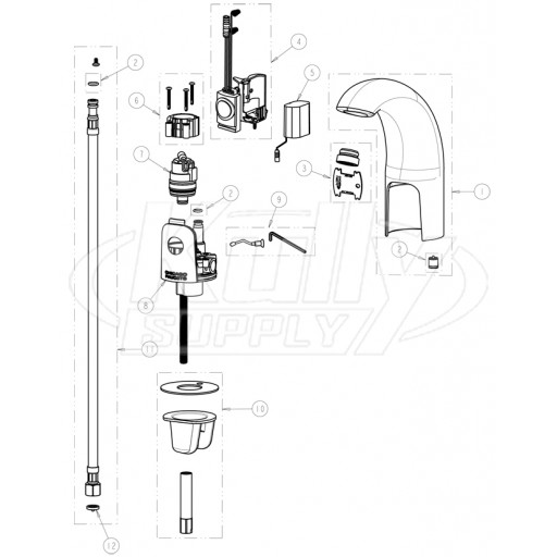 Chicago 116.102.AB.1 Hytronic Contemporary Sensor Faucet Parts Breakdown