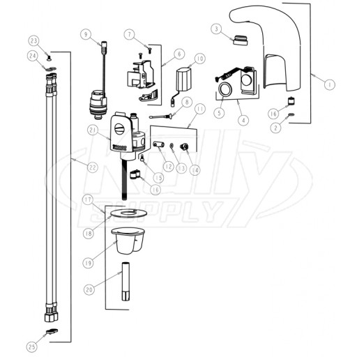 Chicago 116.111.21.1 Hytronic Traditional Sensor Faucet Parts Breakdown