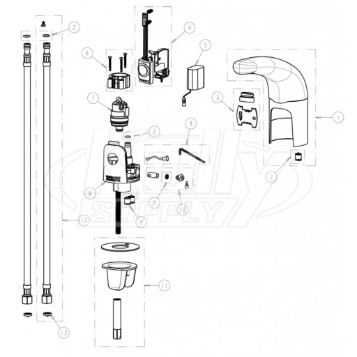 Chicago 116.111.AB.1 Hytronic Traditional Sensor Faucet Parts Breakdown