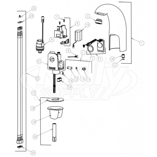 Chicago 116.112.21.1 Hytronic Contemporary Sensor Faucet Parts Breakdown