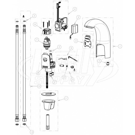 Chicago 116.112.AB.1 Hytronic Contemporary Sensor Faucet Parts Breakdown