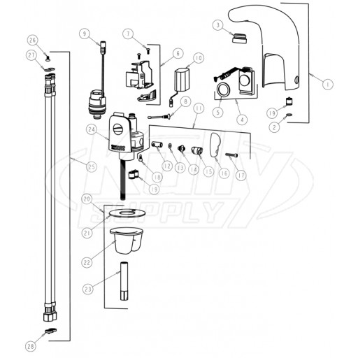 Chicago 116.121.21.1 Hytronic Traditional Sensor Faucet Parts Breakdown