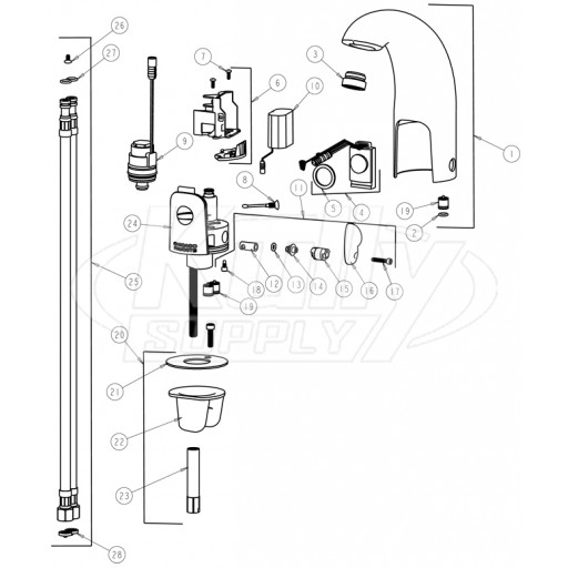 Chicago 116.122.21.1 Hytronic Contemporary Sensor Faucet Parts Breakdown