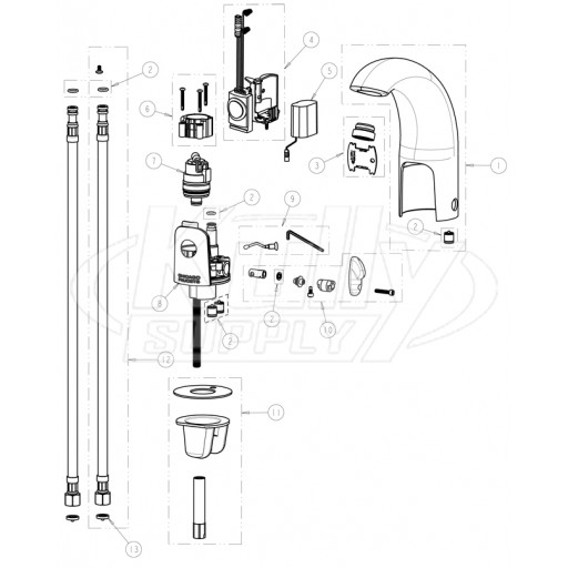 Chicago 116.122.AB.1 Hytronic Contemporary Sensor Faucet Parts Breakdown