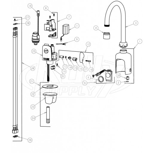 Chicago 116.123.21.1 Hytronic Gooseneck Sensor Faucet Parts Breakdown