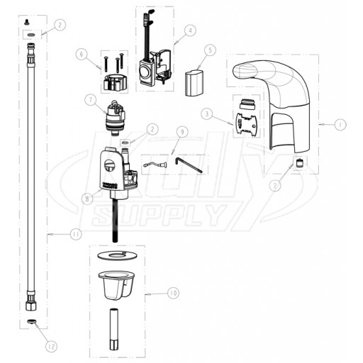 Chicago 116.201.AB.1 Hytronic Traditional Sensor Faucet Parts Breakdown