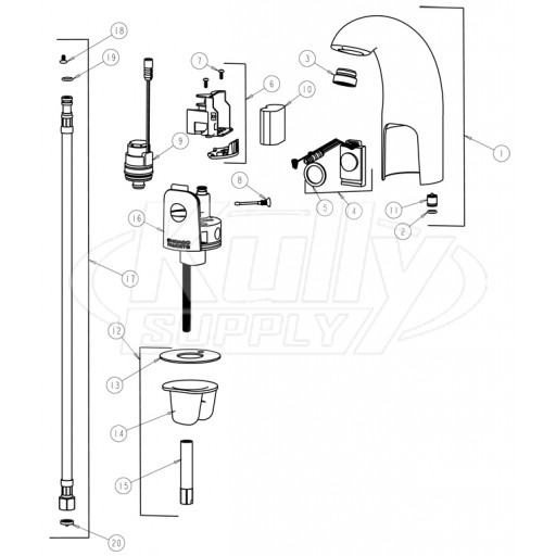 Chicago 116.202.21.1 Hytronic Contemporary Sensor Faucet Parts Breakdown