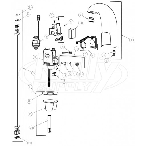 Chicago 116.212.21.1 Hytronic Traditional Sensor Faucet Parts Breakdown