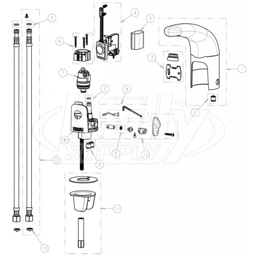 Chicago 116.221.AB.1 Hytronic Traditional Sensor Faucet Parts Breakdown