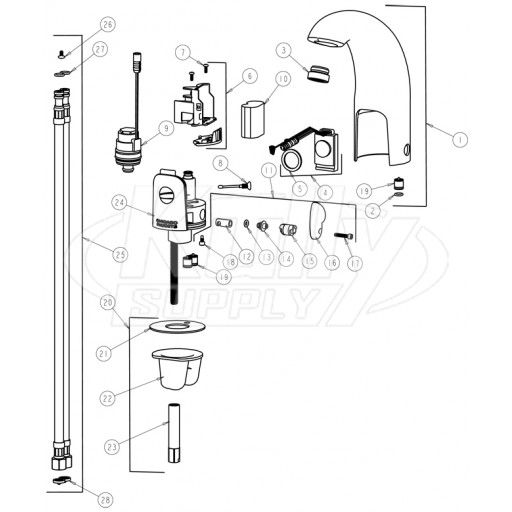 Chicago 116.222.21.1 Hytronic Contemporary Sensor Faucet Parts Breakdown