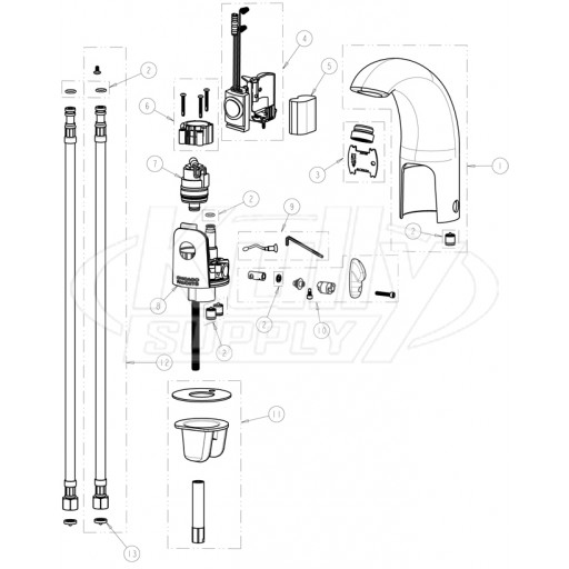 Chicago 116.222.AB.1 Hytronic Contemporary Sensor Faucet Parts Breakdown