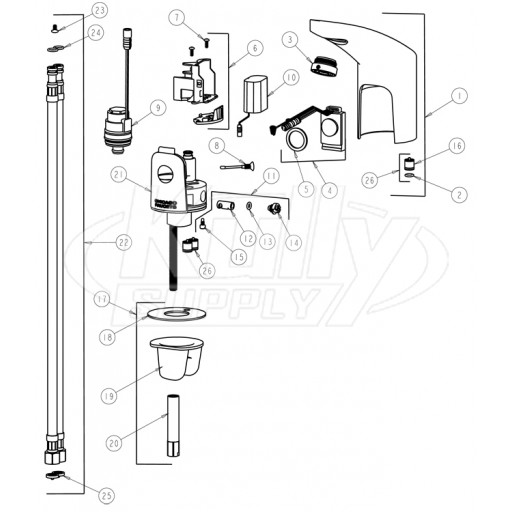 Chicago 116.315.21.1 Hytronic Electronic Faucet Parts Breakdown