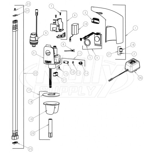 Chicago 116.316.21.1 Hytronic Electronic Faucet Parts Breakdown