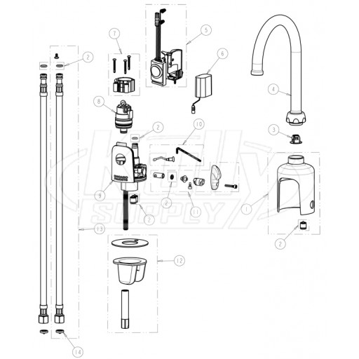 Chicago 116.429.AB.1 Hytronic Gooseneck Sensor Faucet Parts Breakdown