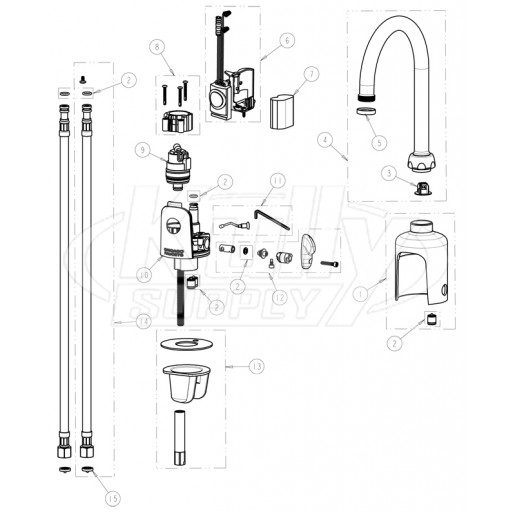 Chicago 116.432.AB.1 Hytronic Gooseneck Sensor Faucet Parts Breakdown