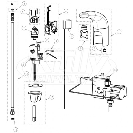 Chicago 116.901.AB.1 Hytronic Traditional Sensor Faucet Parts Breakdown