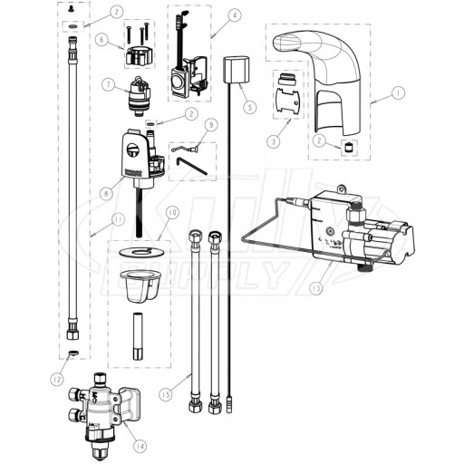 Chicago 116.921.AB.1 Hytronic Traditional Sensor Faucet Parts Breakdown