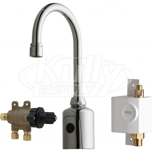 Chicago 116.973.AB.1 HyTronic Gooseneck Sink Faucet with Dual Beam Infrared Sensor