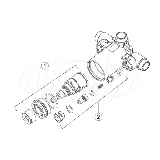 Chicago Pressure Balancing Tub & Shower Valve Only Parts Breakdown