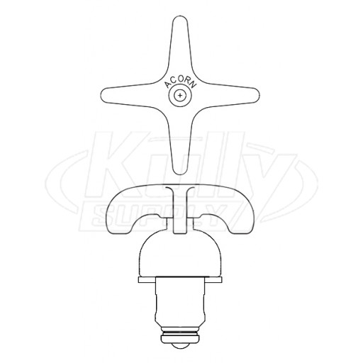 Acorn 2260-000-011 Exposed Flo-Cloz Hot Cross Handle W/Cartridge Assembly