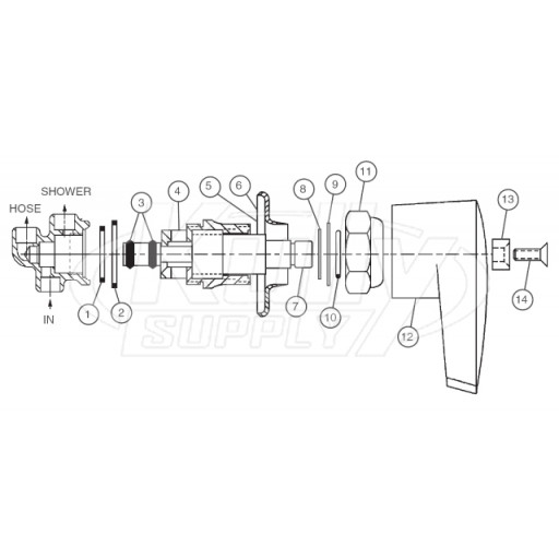 Bradley Diverter Shower Valve For Econo-Walls and Column Showers Parts Breakdown