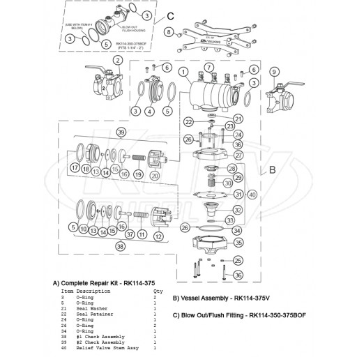 Wilkins 375XL - 1-1/4", 1-1/2" & 2" Models Parts Breakdown