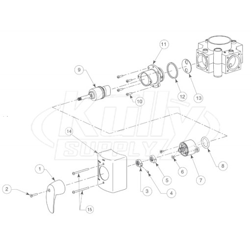 Bradley Equa-Flo Pressure Balancing Shower Valve For Column Showers August 2004 To Present Parts Breakdown