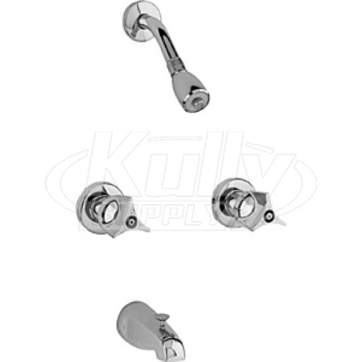 Chicago 449-950CP Concealed Two Handle Shower Valve with Shower Head and Diverter Tub Spout