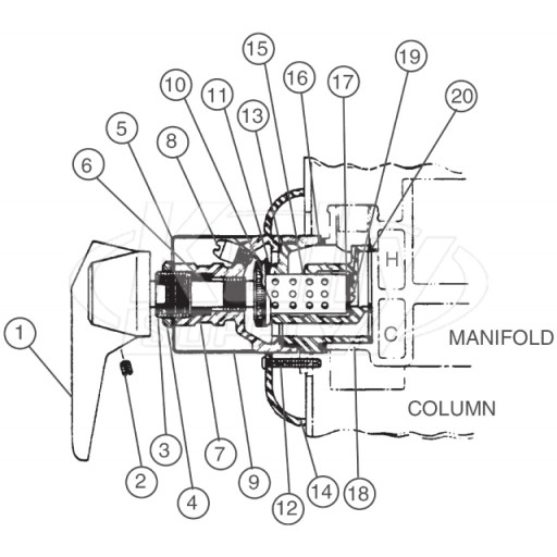 Bradley Pressure Balancing Mixing Valve For Column Showers Parts Breakdown