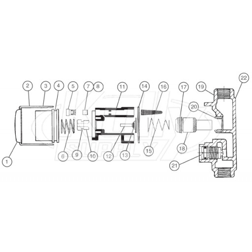 Bradley Touch 'N Flo Shower Valve Parts Breakdown