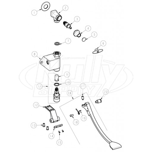 Chicago 806-CP Series Foot Valve Parts Breakdown