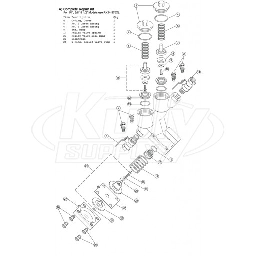 Wilkins 975XL - 1/4", 3/8" & 1/2" Models Parts Breakdown