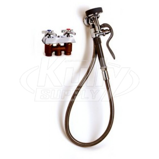 T&S Brass B-0105 Pre-Rinse Spray Valve, Wall Hook Outlet, & Flexible Stainless Steel Hose