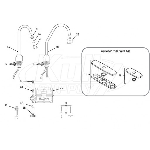 Sloan Optima Plus EBF-750 Faucet Parts Breakdown