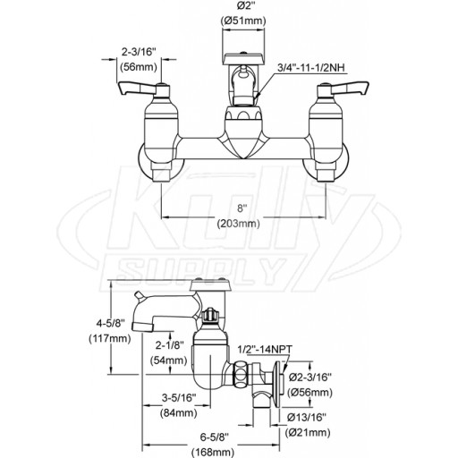 Elkay LK940BP03L2S 8" Centerset Wall Faucet