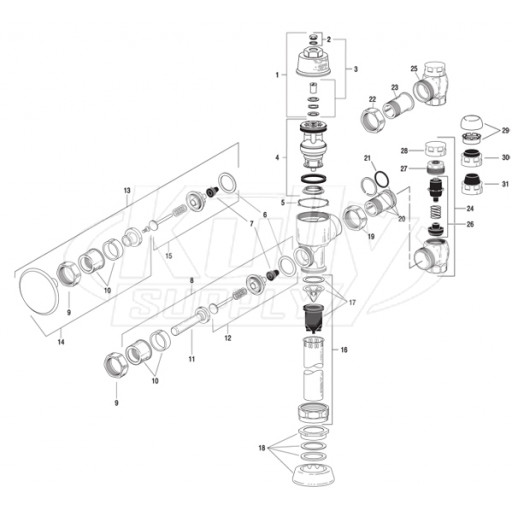 Sloan Naval Flushometer Parts Breakdown