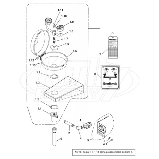 Bradley S19-220DCSS Parts Breakdown