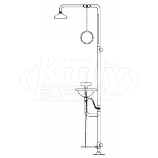 Speakman SE-605 Combination Drench Shower & Eye/Face Wash (with Rectangular Stainless Steel Receptor and Impeller Action Showerhead)