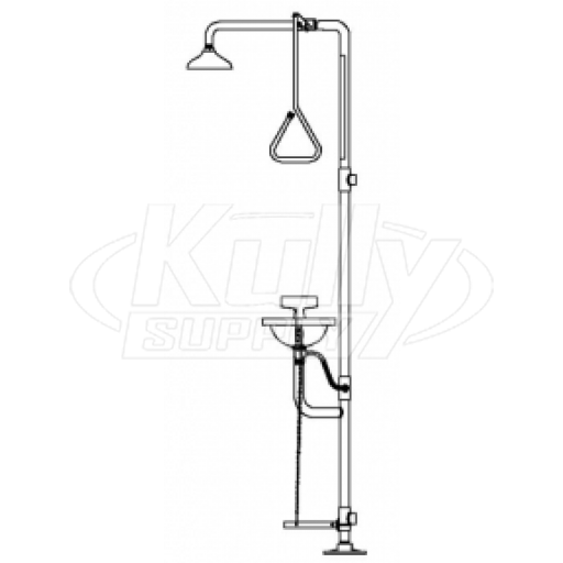 Speakman SE-607 Combination Drench Shower & Eye/Face Wash (with Rectangular Stainless Steel Receptor and Impeller Action Showerhead)