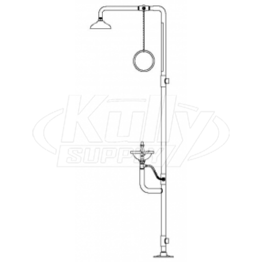 Speakman SE-614 Combination Drench Shower & Eyewash (with Rectangular Stainless Steel Receptor and Impeller Action Showerhead)