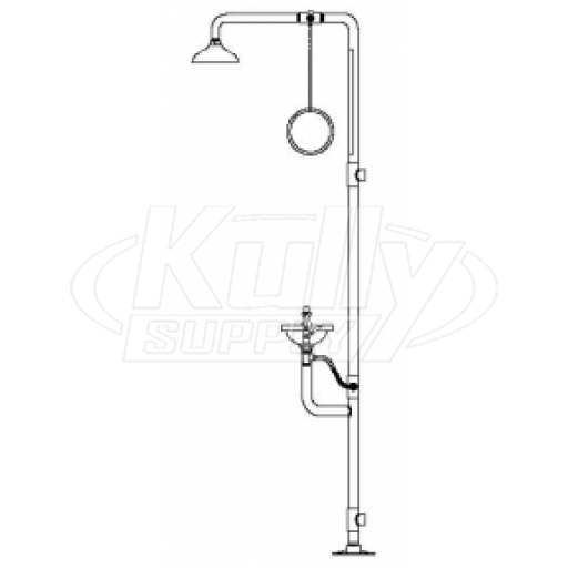 Speakman SE-615 Combination Drench Shower & Eyewash (with Rectangular Plastic Receptor and Impeller Action Showerhead)