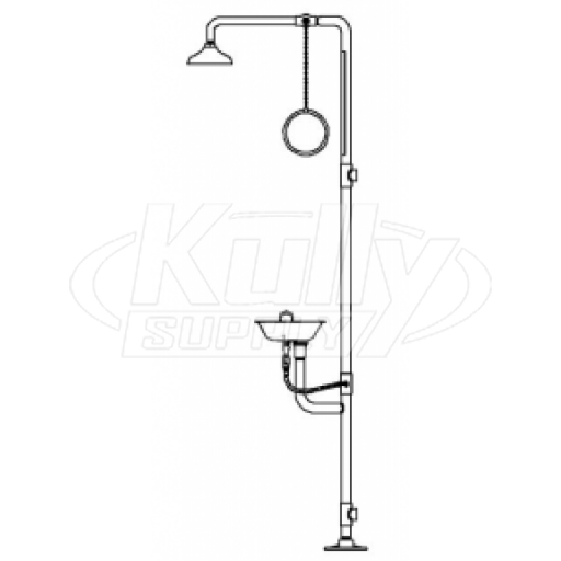 Speakman SE-691 Combination Drench Shower & Eye/Face Wash (with Stainless Steel Receptor and Impeller Action Showerhead)