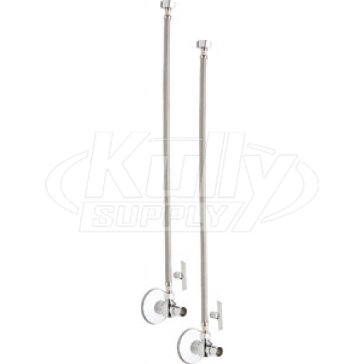 Chicago STB-11-13-PR-AB Angle Stop Ball Valve with Supply Hose and Loose Key Handle - One Pair
