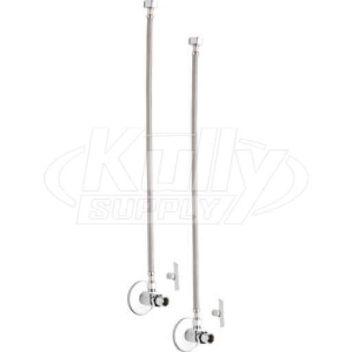 Chicago STC-21-13-PR-AB Angle Stop Ball Valve with Supply Hose and Loose Key Handle - One Pair