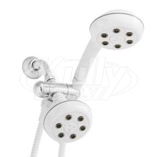 Speakman VS-222620-WHT Combination Handheld & Fixed Showerhead w/ 3-way Diverter Bracket - White (Discontinued)