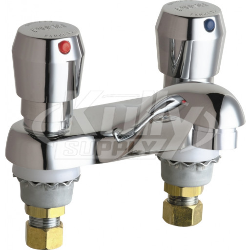 Chicago 802-VE2805-665ABCP Lav. Metering Faucet 4" Integral Spt.