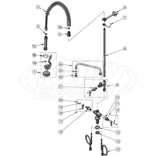 T&S Brass B-0113-ADF-B Series Pre-Rinse Parts Breakdown